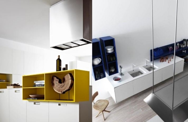 Module de bucătărie în diferite culori - dulapuri galben și albastru-alb Kora-bucătărie-design-culori-accente-în-ușă-dulap-galben-albastru-alb-lac