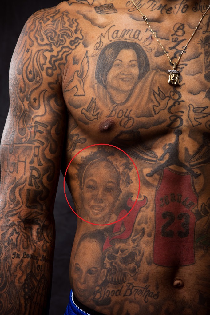 Tatouage Visage J.R. Smith Abdomen