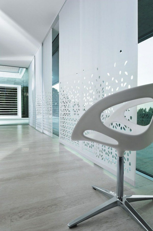 jaluzele din țesături moderne minimaliste model de flori tăiate cu laser Jaluzele cu fațadă vitrată cu model de flori tăiate cu laser