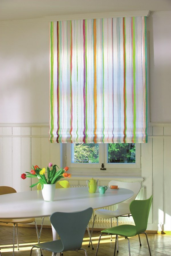 jaluzele moderne textil model dungi ferestre Textile dungi fereastră model verde portocaliu violet