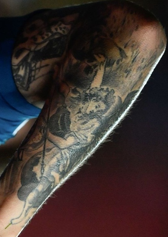 Jose Gimenez braccio destro angelo lato interno tatuaggio