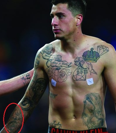 Tatuaggio di Jose Gimenez sul lato interno dell'orologio del braccio destro