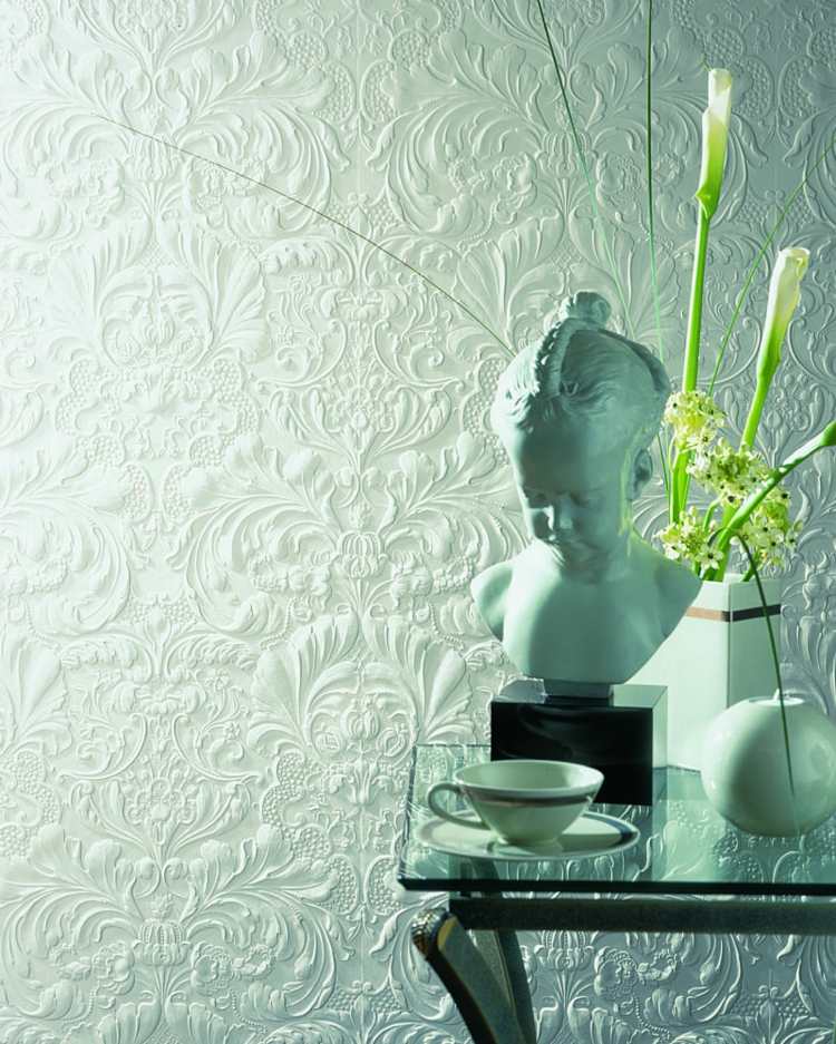 Tapetul Lincrusta a fost inventat de Frederick Walton tapet art nouveau model alb-model-baroc-idei-perete-design-drăguț