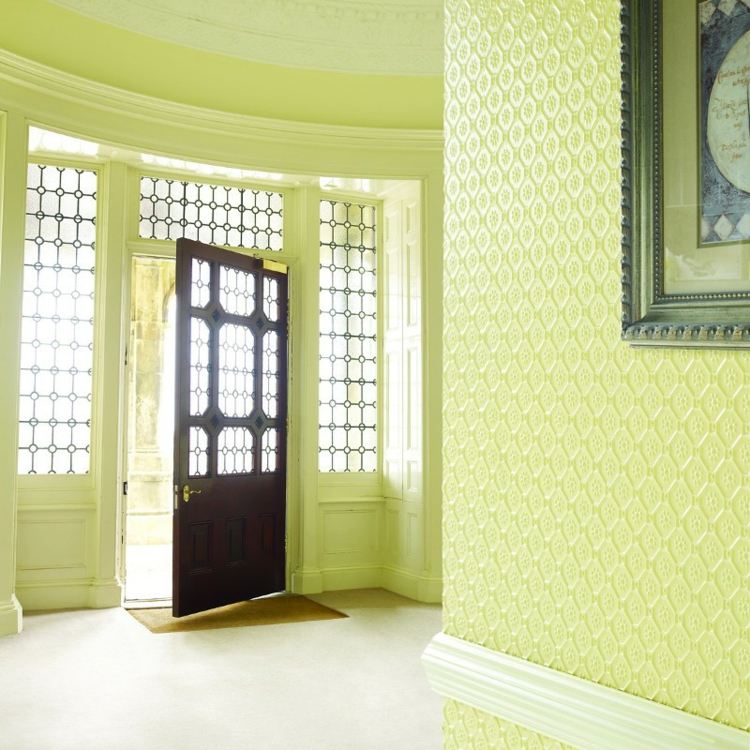 Tapetele sunt folosite pentru restaurarea clădirilor vechi Tapet Art Nouveau-model-modern-tei-verde-decor-hol