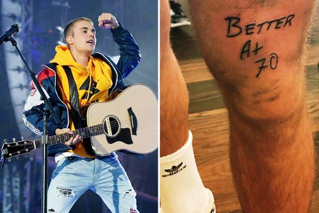 Tatouage Justin Bieber Mieux à 70 ans