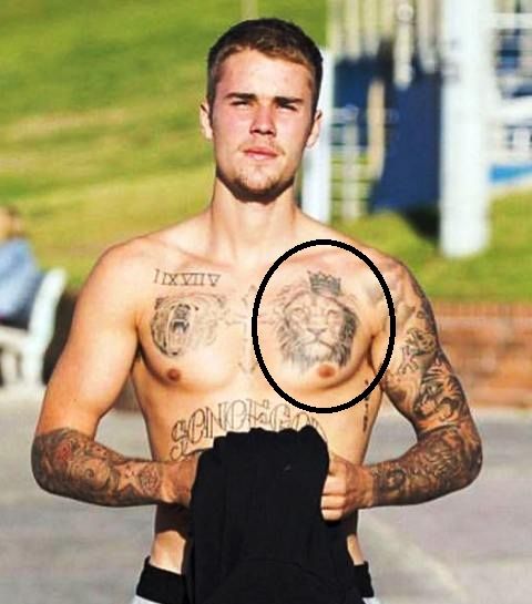 Tatouage Justin Bieber Lion