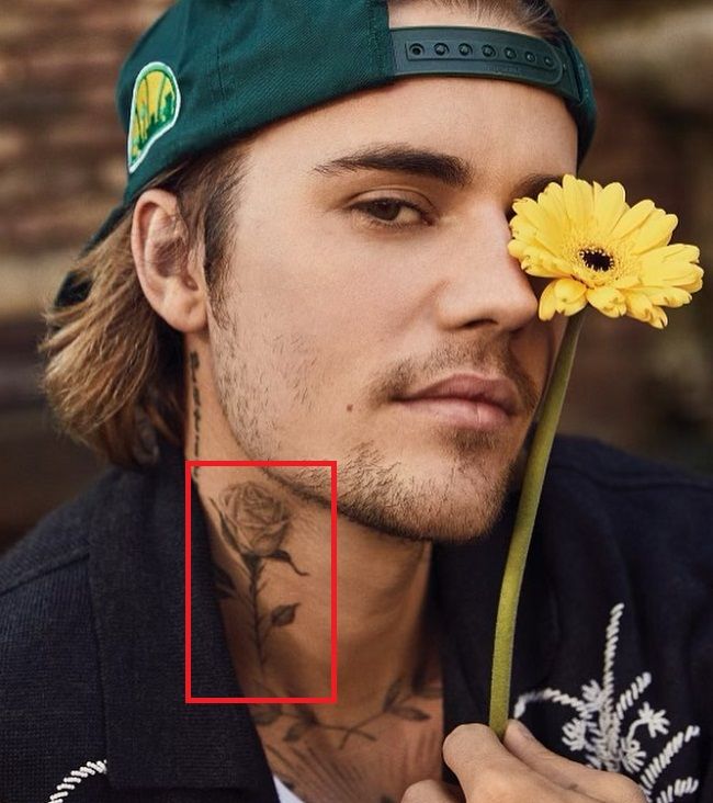Justin Bieber-rose-tatouage