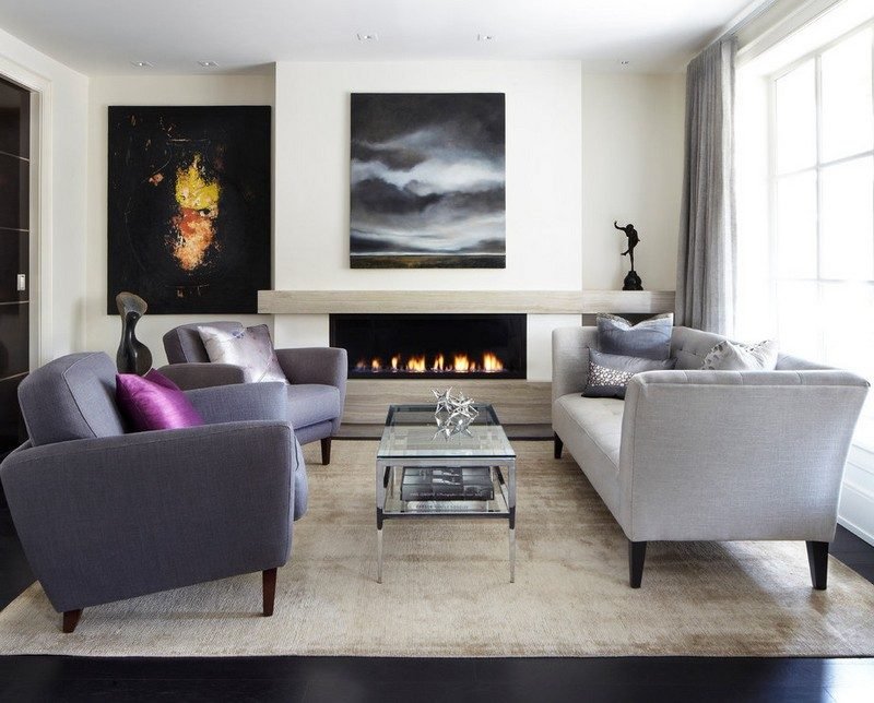 Șemineu-mobilier-cameră-gresie-gresie-living-idei de locuit