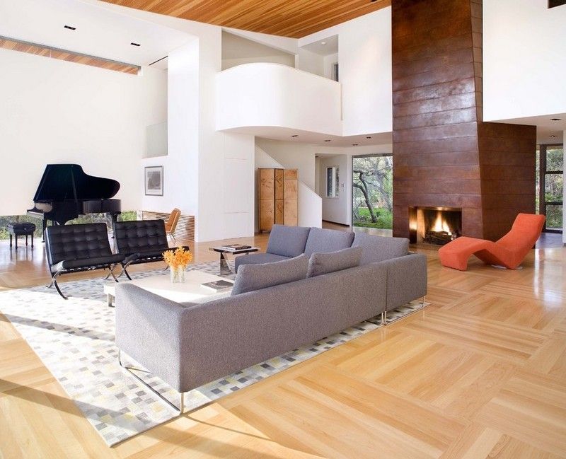 Semineu-mobilier-cameră-cupru-optică-idei-moderne