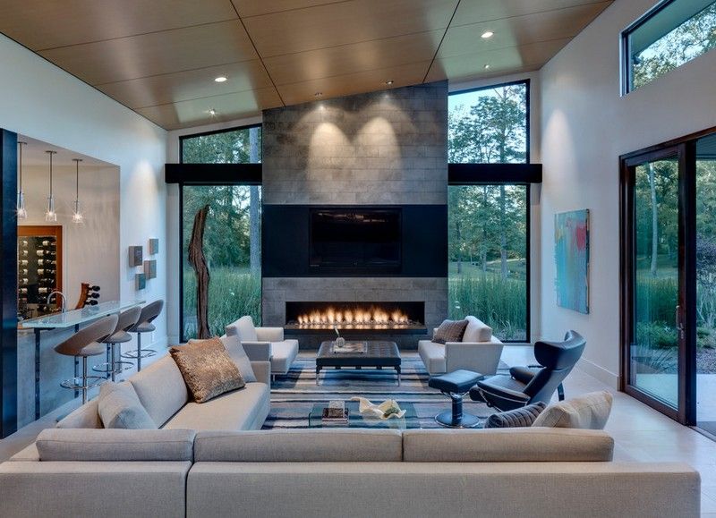 Mobilier-cameră-șemineu-benzi-de-covoare-design-moderne