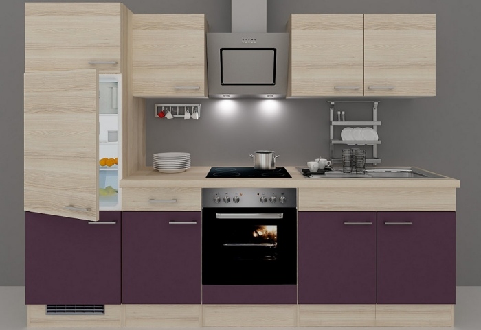 Chicineta Portland cu aparate electrice încorporate, setează ușile în unitățile de bază în violet Chicinetă-Portland-aparat electric-set-unități de bază-uși-colorate