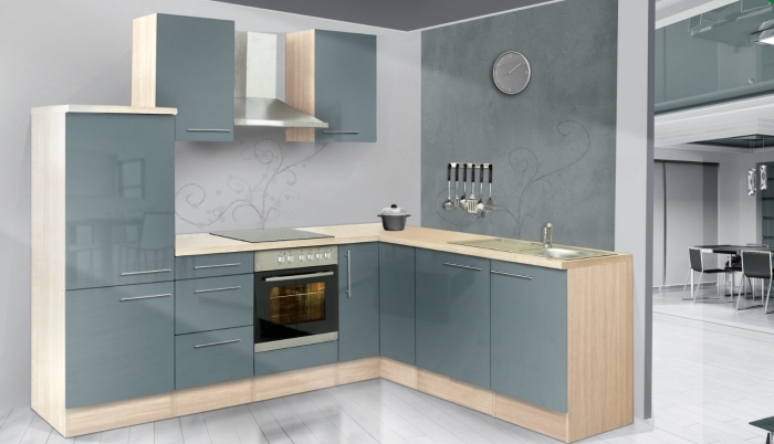 Unitate de bucătărie Mia corner cu corp din lemn de salcâm și aparate electrice încorporate Unitate de bucatarie pe colt Mia corpus set decor lemn acacia aparate electrice