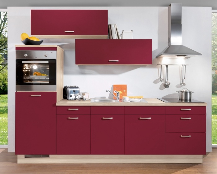 Chicinetă buy-Olivia cu fronturi de dulap roșu bordeaux și cuptor încorporat Chicinetă-cumpărați-fronturi roșii-dulap-Olivia-aparate electrice-cuptor încorporat înalt