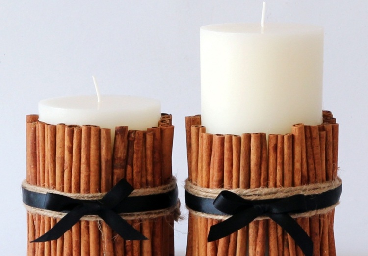 Cadru lumânări cu bețe de scorțișoară lumânări pentru Crăciun parfum de vanilie miros scorțișoară idee buclă