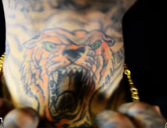 Kid Ink Tiger sul tatuaggio sul collo