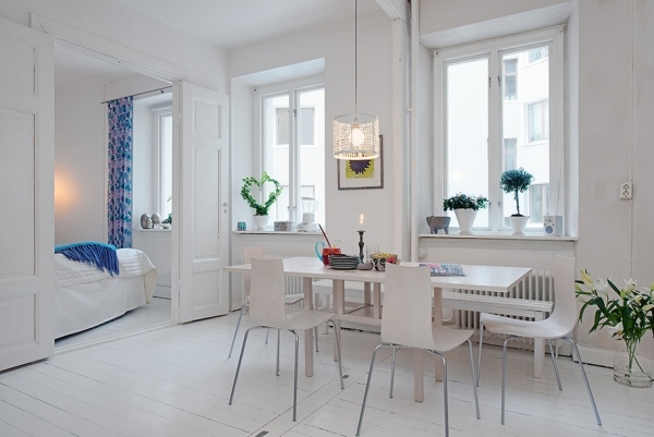 Mobilier modern minimalist plat design alb Modern apartament minimalism mobilier design alb purist