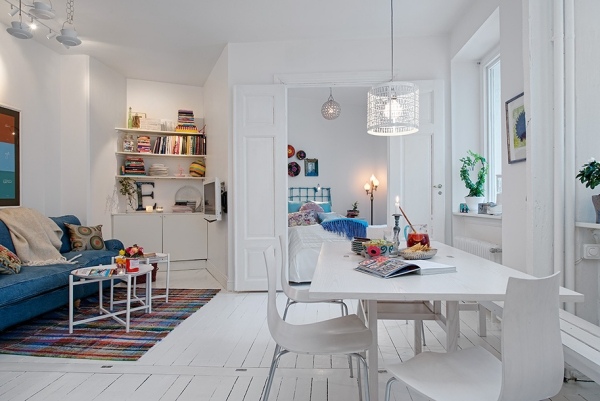 Apartament suedez - mobilier simplu Apartamente suedeze - mobilier simplu design alb