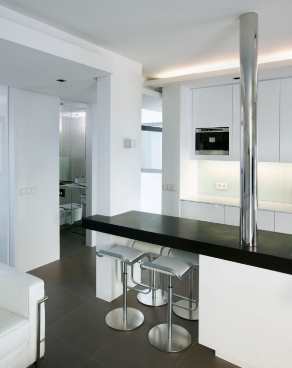 mic apartament din oțel alb negru mic apartament complet din oțel alb-negru