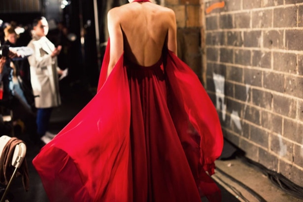 Colecția de rochii roșii Donna Karan rochie-roșie-cărămidă fără spate