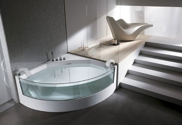 cadă cu economie de spațiu din sticlă ceramică față design teuco spațiu mic mobilier baie baie din sticlă ceramică cadă de design teuco