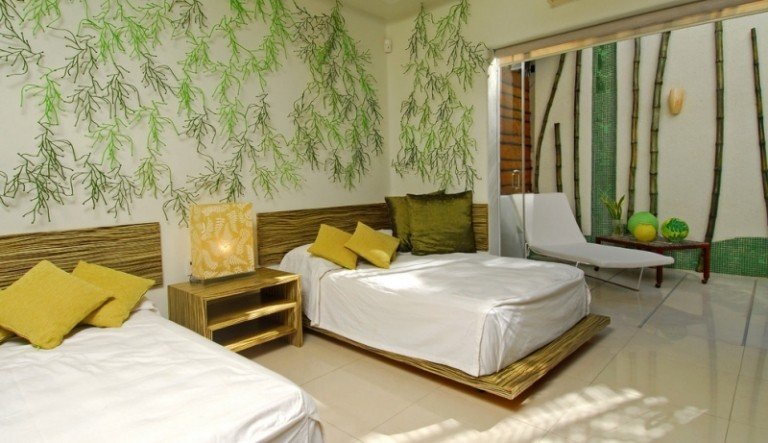 Mobilier exotic pentru dormitor - tăblie din lemn și decorațiuni pentru pereți Idei de amenajare a peretilor din lemn pentru gradina de pat