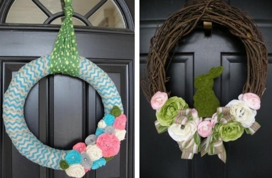 decorare ușă idei bijuterii coroană-agățat resturi de țesături-flori idei festive de bijuterii de uși coroană-agățat resturi de țesături-flori
