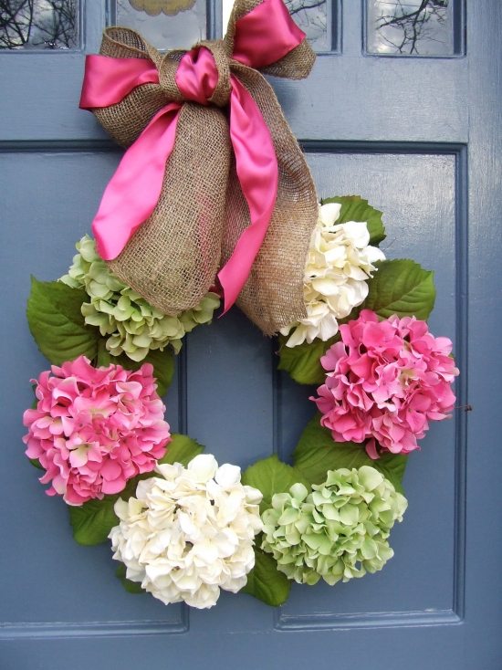 Coroană de flori panglică-decor roz-primăvară Coroana de flori panglică-roz decorează primăvara