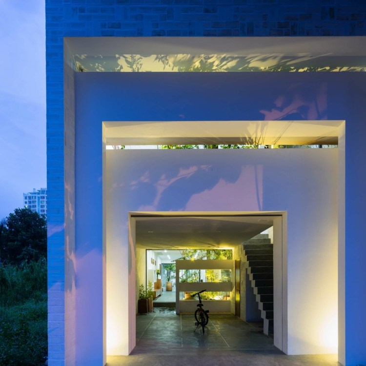 Perete de design cu cărămidă perete-creativ-design-intrare-iluminat-arhitectură-modernă
