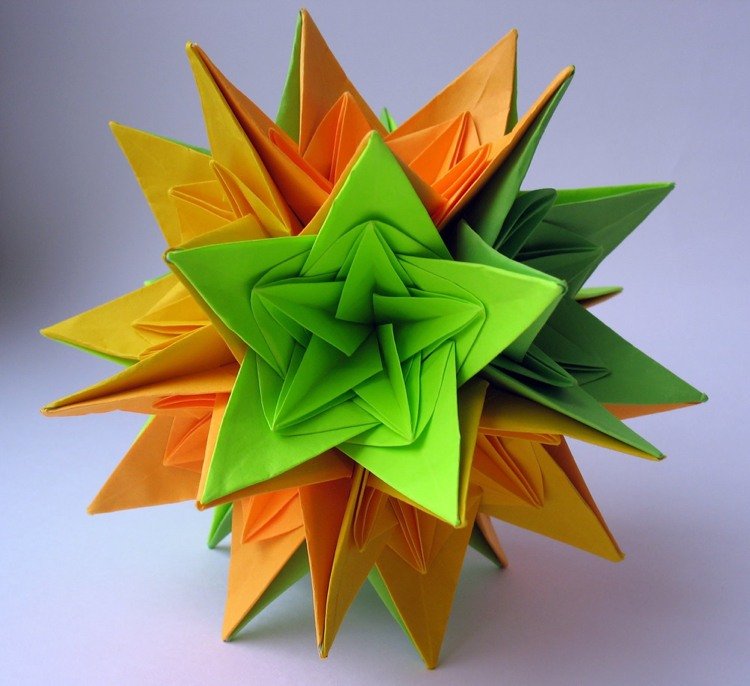 North Flowers Kusudama Star Green Orange