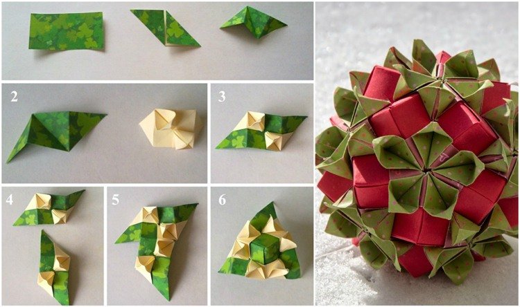 Pliant Kusudama Instrucțiuni pentru asamblarea mingii de flori