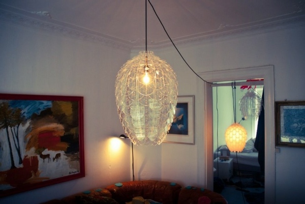 lampă suspendată transparentă, în formă de con de pin pandantiv transparent con de pin