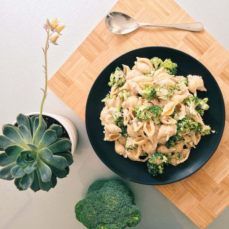 pregătiți salată delicioasă de paste cu ingrediente maioneză ton broccoli