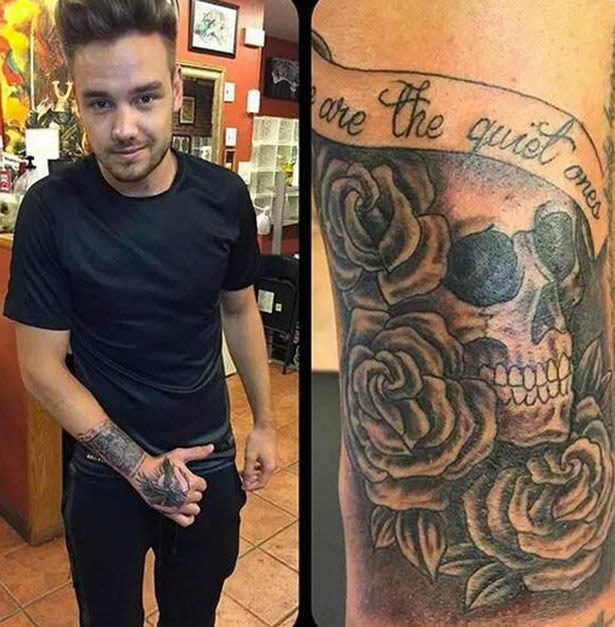 Tatuaggio Teschio Liam Payne con Rose