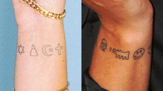 Símbolos de Lily Allen em sua tatuagem de pulso 1