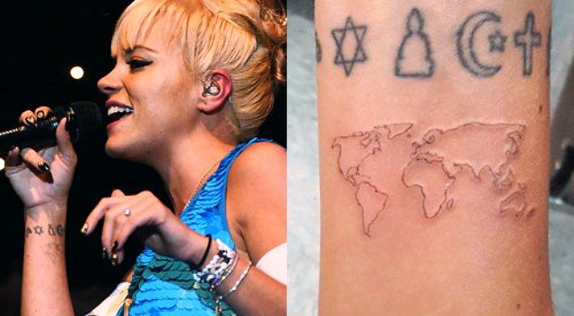 Lily Allen World em tatuagem de pulso