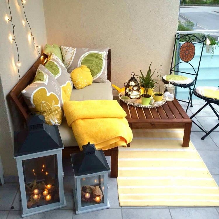 Balcon salon mic spațiu exterior mobilier tendințe accesorii de viață