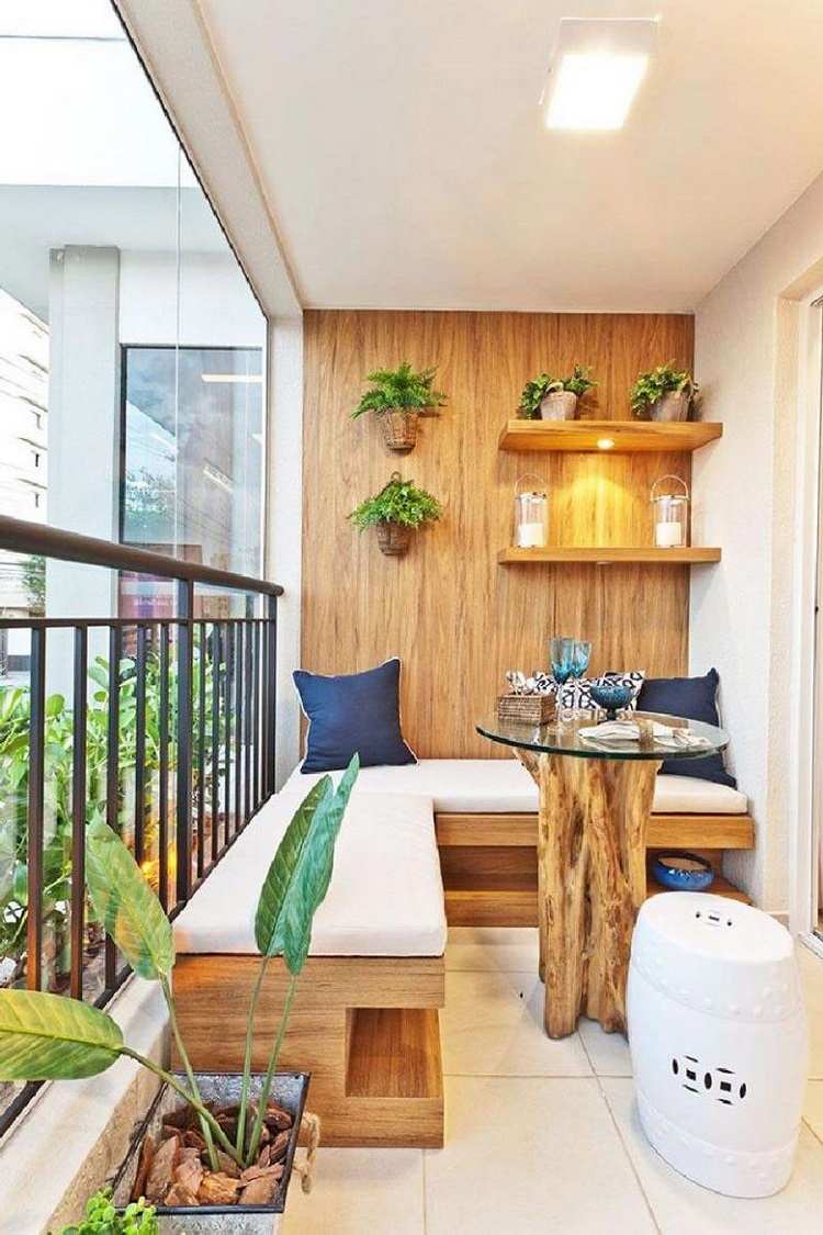 Mobilier balcon stil living Boho tendințe balcon salon mic