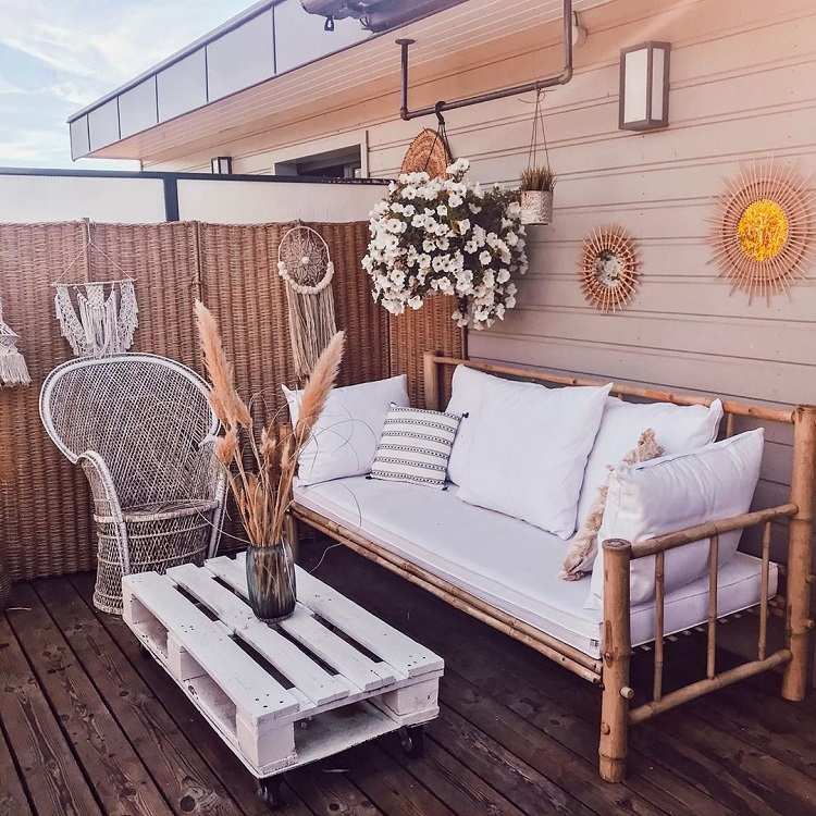 Mobilier de salon măsuță de cafea cu balcon mic din paleți DIY
