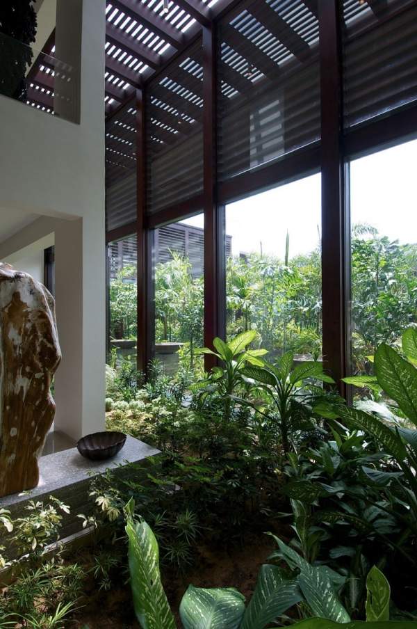 Protecție solară pentru geamuri din conservator Vitrare conservator elemente din lemn-protecție solară