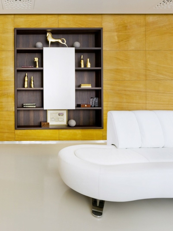 canapea din piele albă unitate de perete-apartament de lux