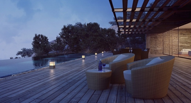 Mobilier de pergolă din ratan pentru iluminat pentru casă Iluminare pergola mobilier din ratan fațadă de sticlă