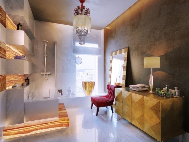 Baie de lux marmură mobilier baie design gresie porțelan-penthouse-Gilyarovskogo-Moscova