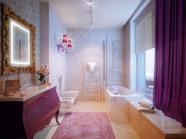 Bunăstare cadă de baie cadă-tapet nețesut penthouse-vizualizare 3d-realist