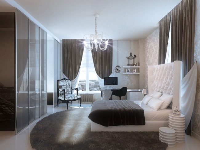 mobilier dormitor de lux candelabru cristal alb negru penthouse arhitectura y-s