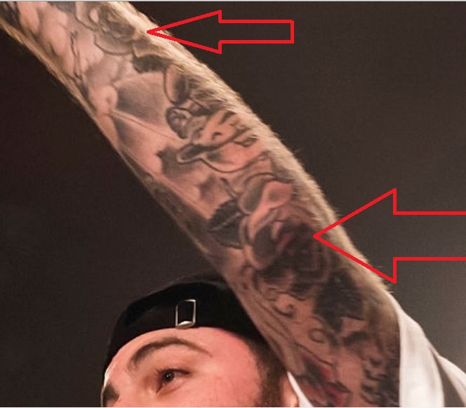 Mac Miller Rose sul tatuaggio del braccio sinistro