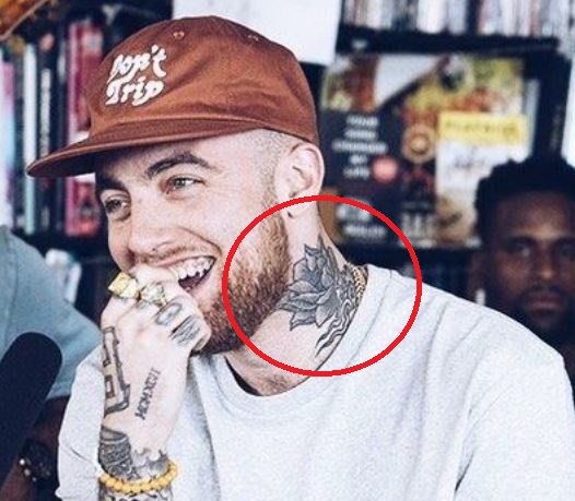 Mac Miller Rose sul tatuaggio sul collo