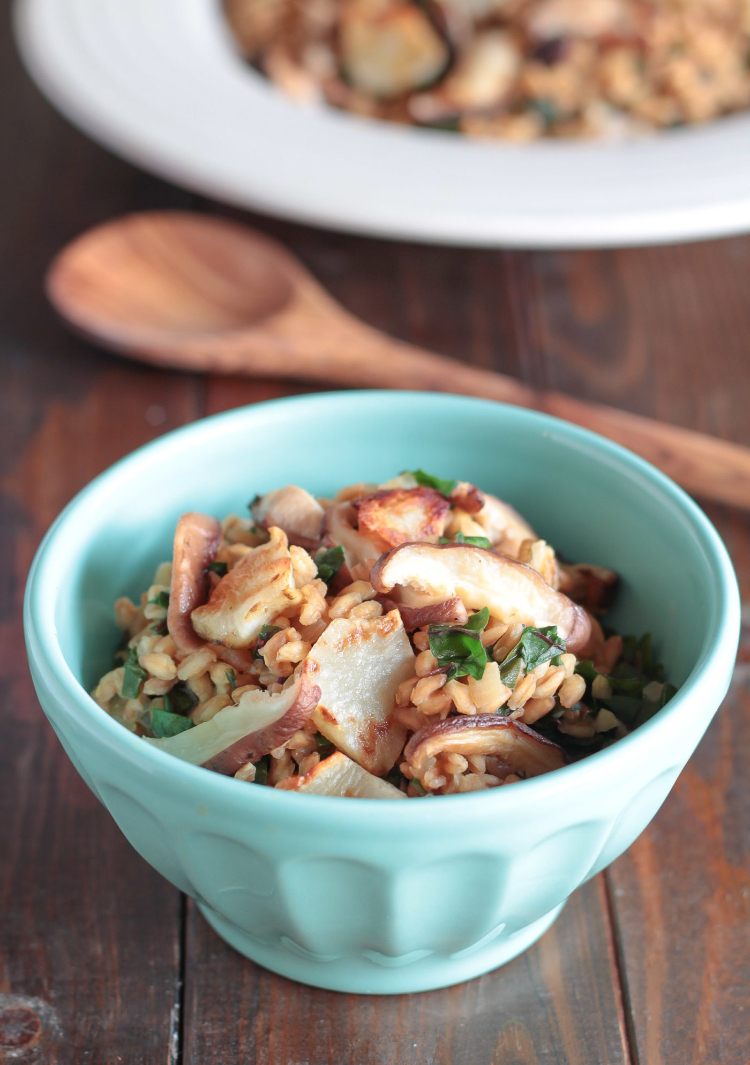 risotto de spelta vegan, pere, reteta de brusta ciuperci