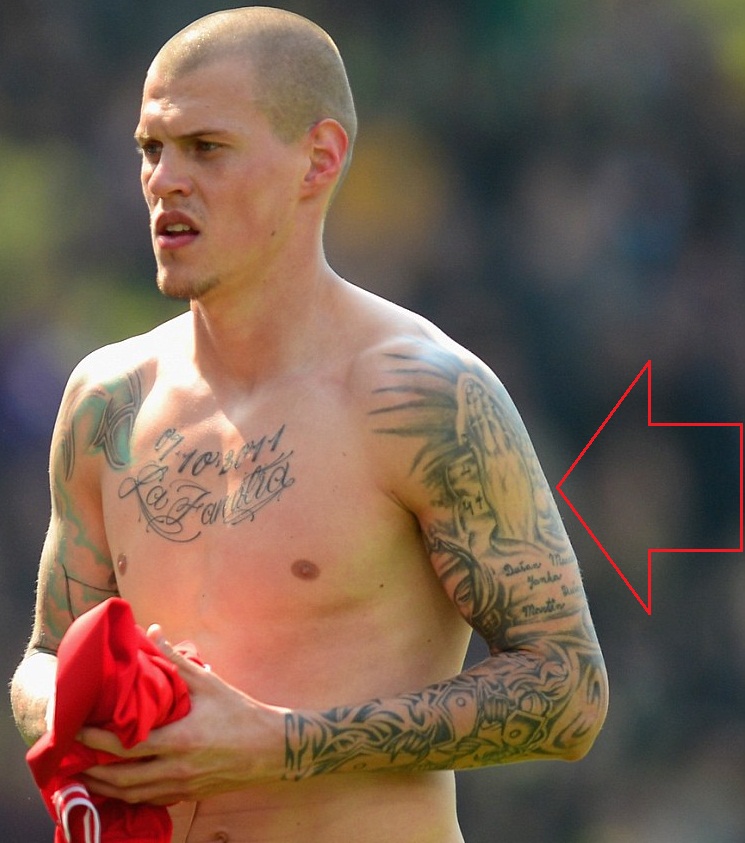 Martin Cartel Left Arm Sun, Praying Hands, Quote Tattoo