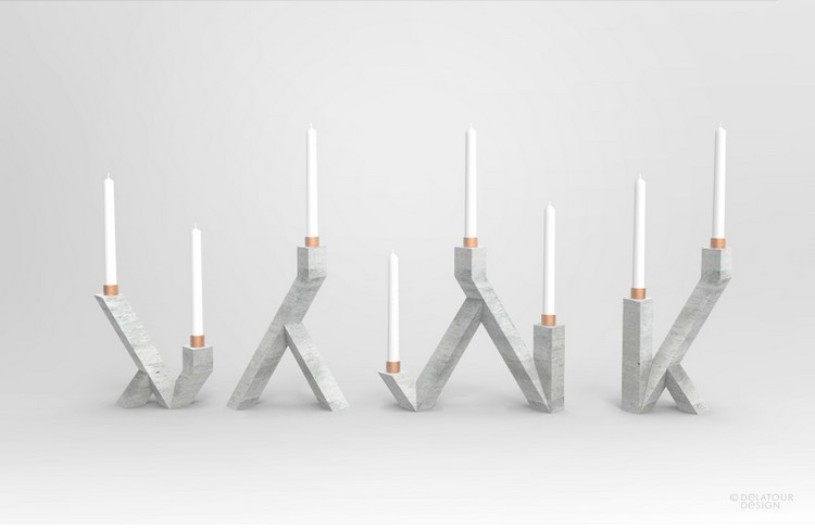 Decor modern din beton - sfeșnice cu forme interesante mobilier-candelabru-beton-lumanari-cupru-design-unic-jimmy-delatour-laborator-de-design