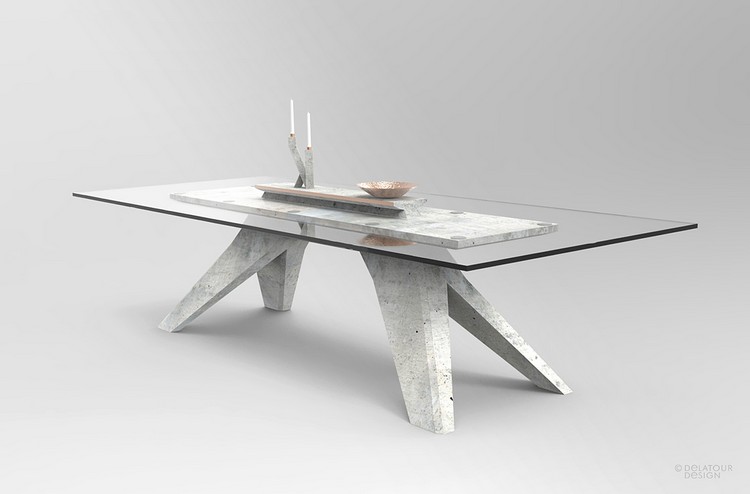 Mobilier din beton - o masă cu un stil special Mobilier din masă de beton-lumânări-sticlă-cupru-jimmy-delatour-design-lab